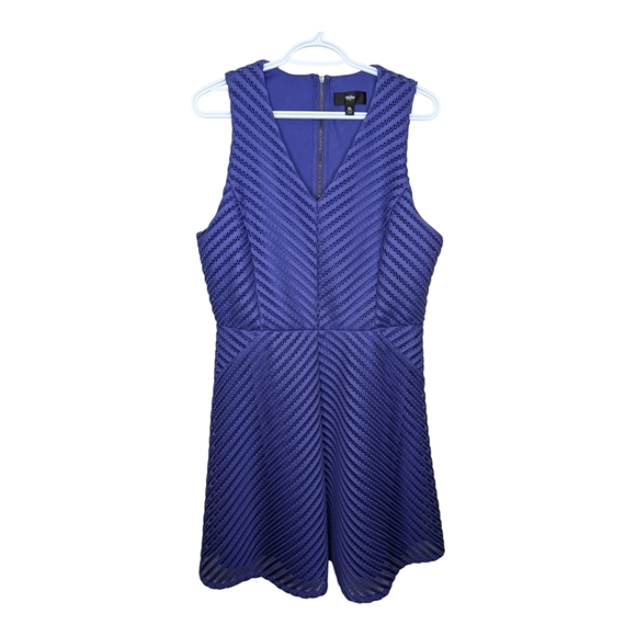 Mossimo Sleeveless Purple Fit n Flare Textured V Neck Dress Women XL - Picture 1 of 10